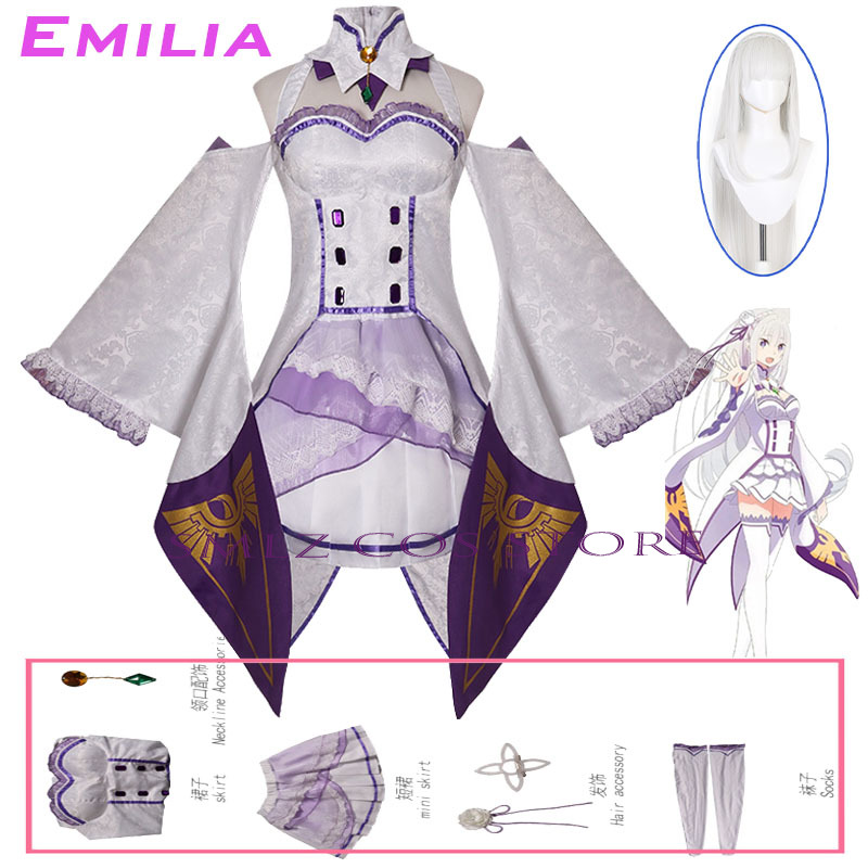 Emilia Cosplay Anime Re Zero K - Anime Cosplay Ladies ulasan dan harga