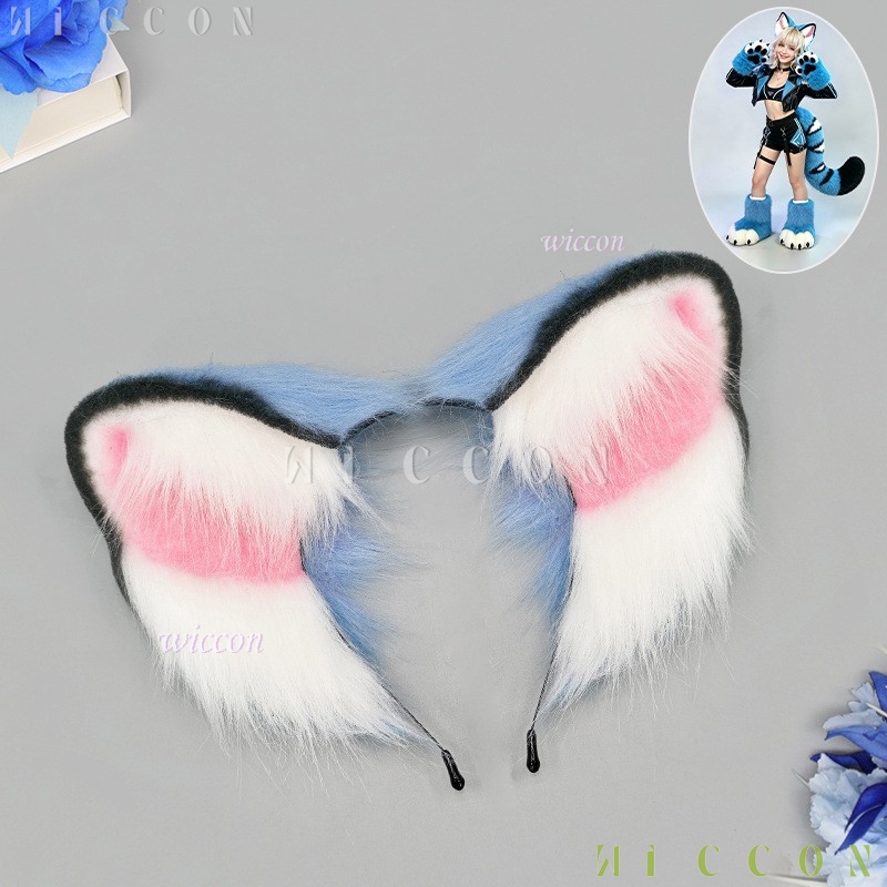 Derpyy Blue Tiger Fursuit Ears - Anime Cosplay Ladies ulasan dan harga